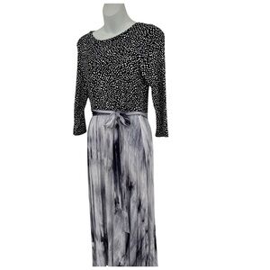 Elegant Black & White Polkadot, and Blue & White Tie Dye Midi Dress size Medium